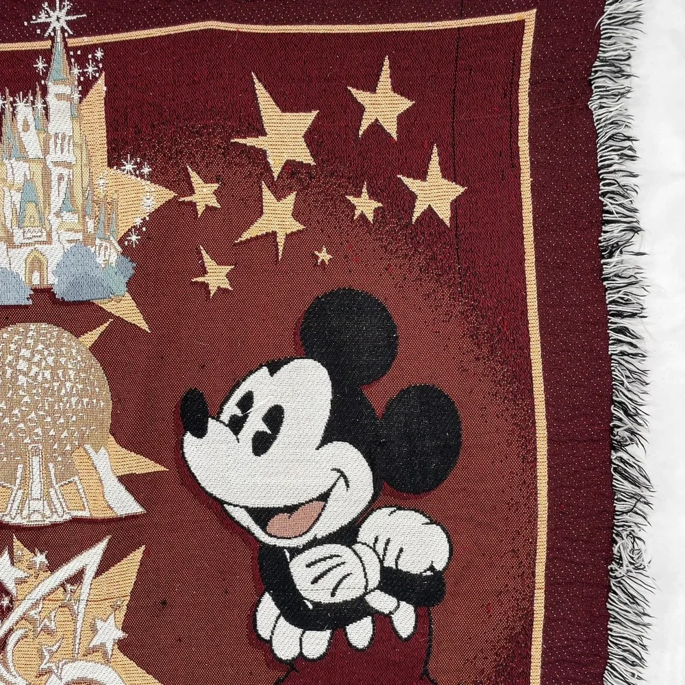 Walt Disney World Blanket Mickey Mouse‎ Woven Throw Four Parks Tapestry 42